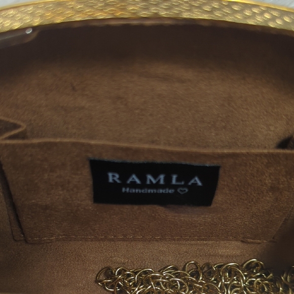 Gold and White Dome Clutch with Vintage Metalwork - Picture 2 of 4